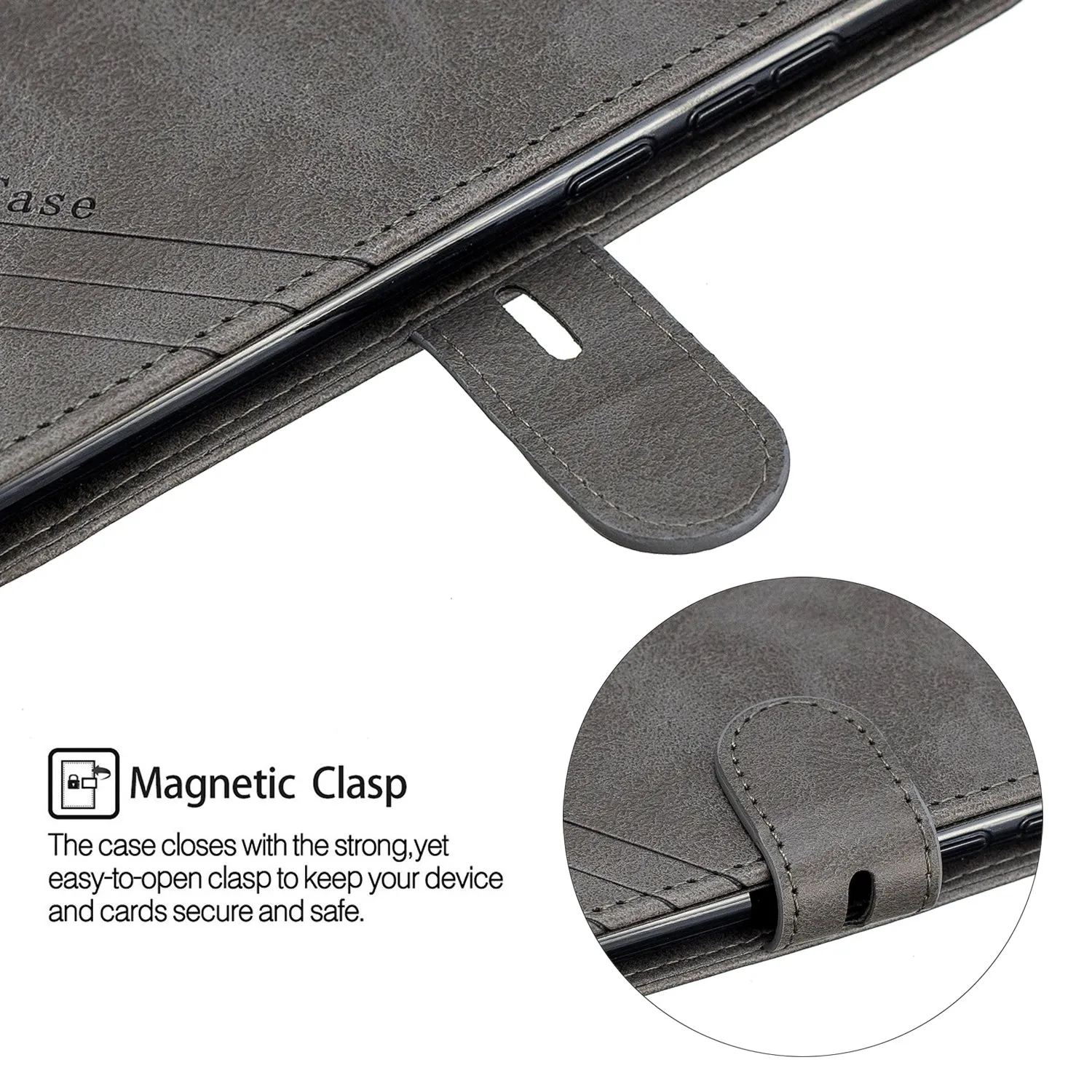 For HUAWEI Y6 2019 Denim Pattern Solid Color Flip Wallet PU Leather Protective Phone Case with Buckle & Bracket gray
