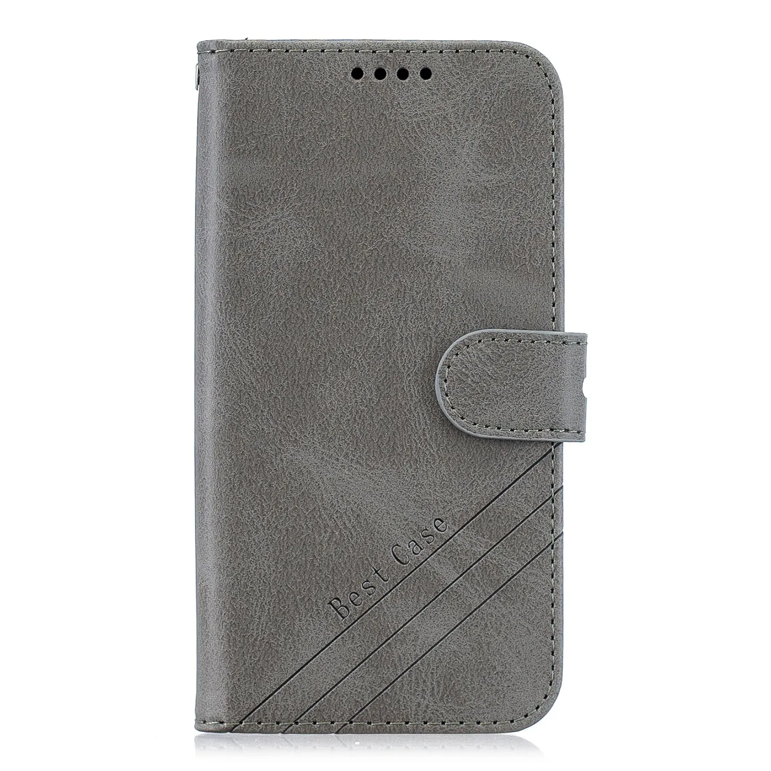 For HUAWEI Y6 2019 Denim Pattern Solid Color Flip Wallet PU Leather Protective Phone Case with Buckle & Bracket gray