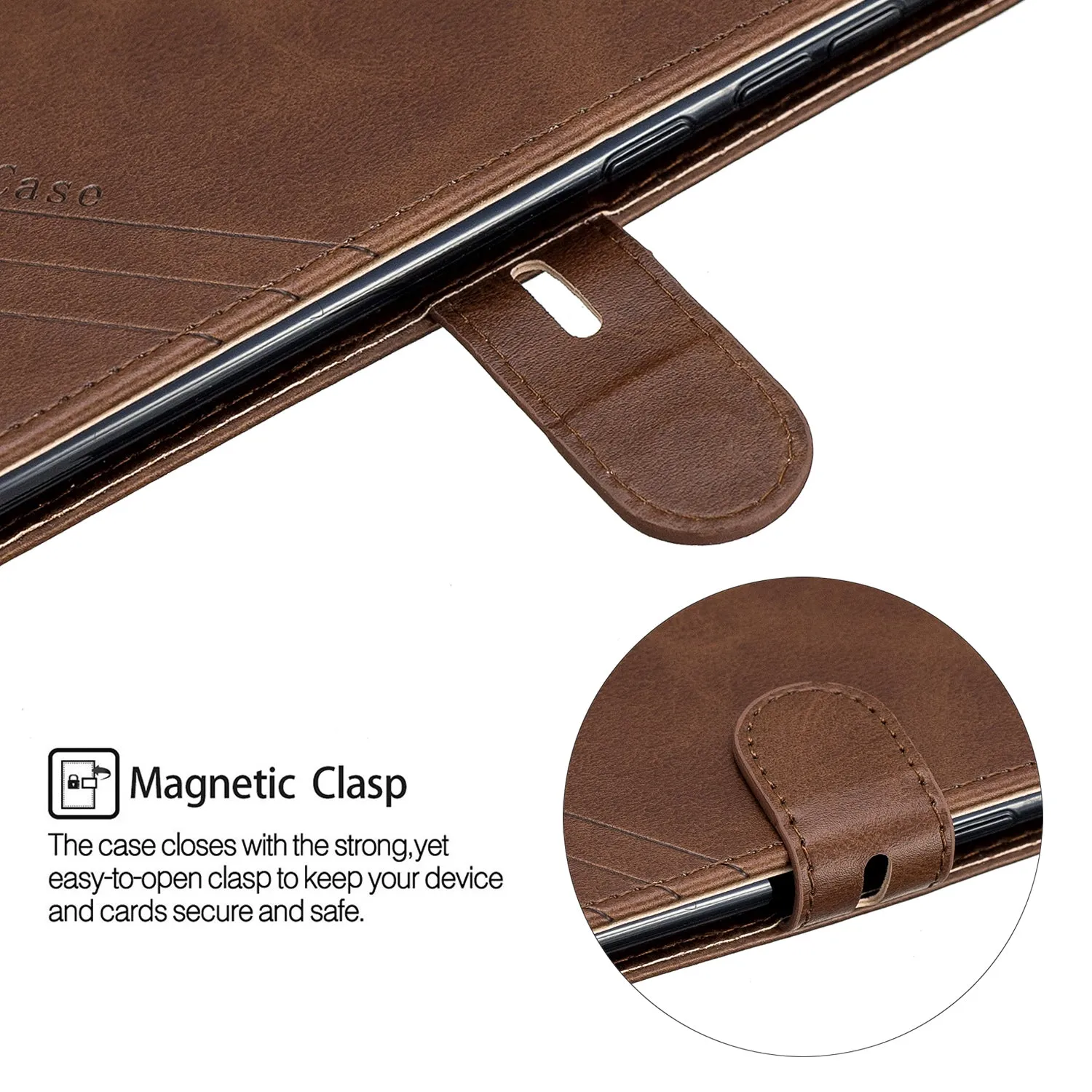 For HUAWEI Y7 2019 Denim Pattern Solid Color Flip Wallet PU Leather Protective Phone Case with Buckle & Bracket brown