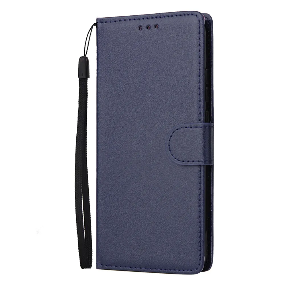 For HUAWEI Y9 2019 Flip-type Leather Protective Phone Case with 3 Card Position Buckle Design Phone Cover  blue