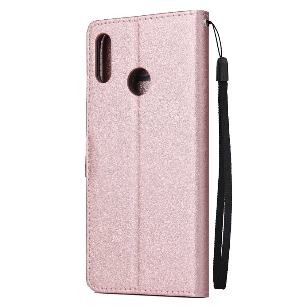 For HUAWEI Y9 2019 Flip-type Leather Protective Phone Case with 3 Card Position Buckle Design Phone Cover  brown