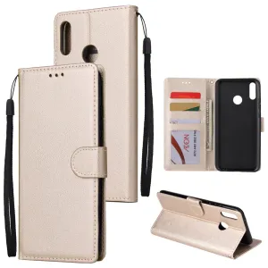 For HUAWEI Y9 2019 Flip-type Leather Protective Phone Case with 3 Card Position Buckle Design Phone Cover  Gold