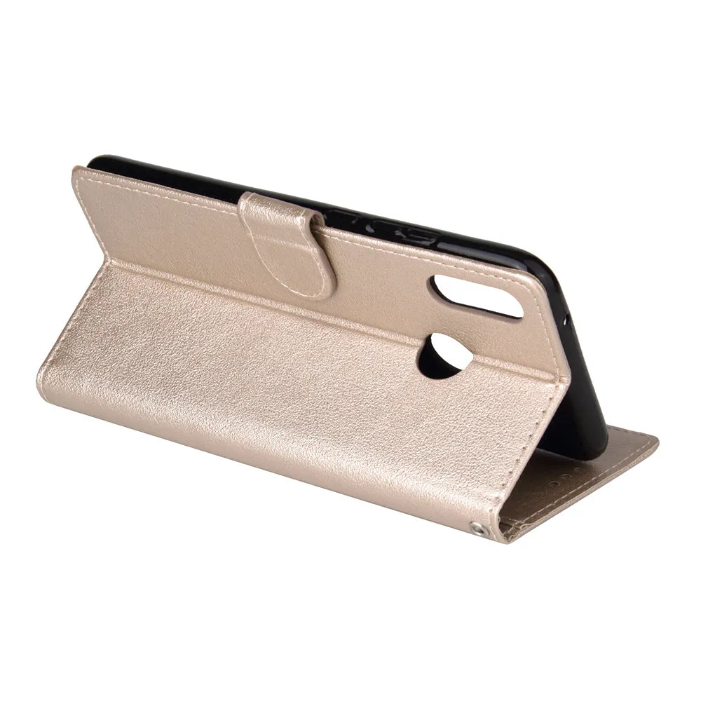 For HUAWEI Y9 2019 Flip-type Leather Protective Phone Case with 3 Card Position Buckle Design Phone Cover  Gold
