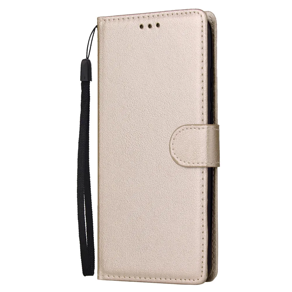 For HUAWEI Y9 2019 Flip-type Leather Protective Phone Case with 3 Card Position Buckle Design Phone Cover  Gold