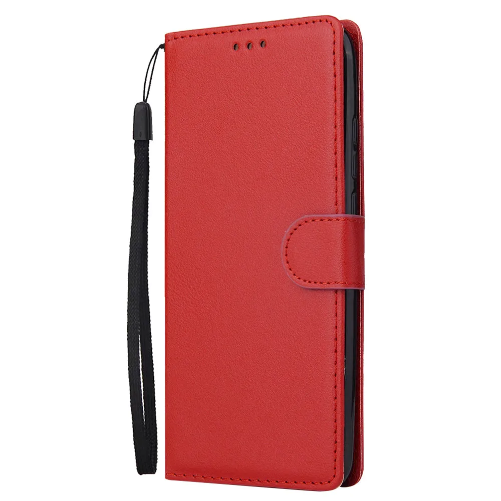 For HUAWEI Y9 2019 Flip-type Leather Protective Phone Case with 3 Card Position Buckle Design Phone Cover  red