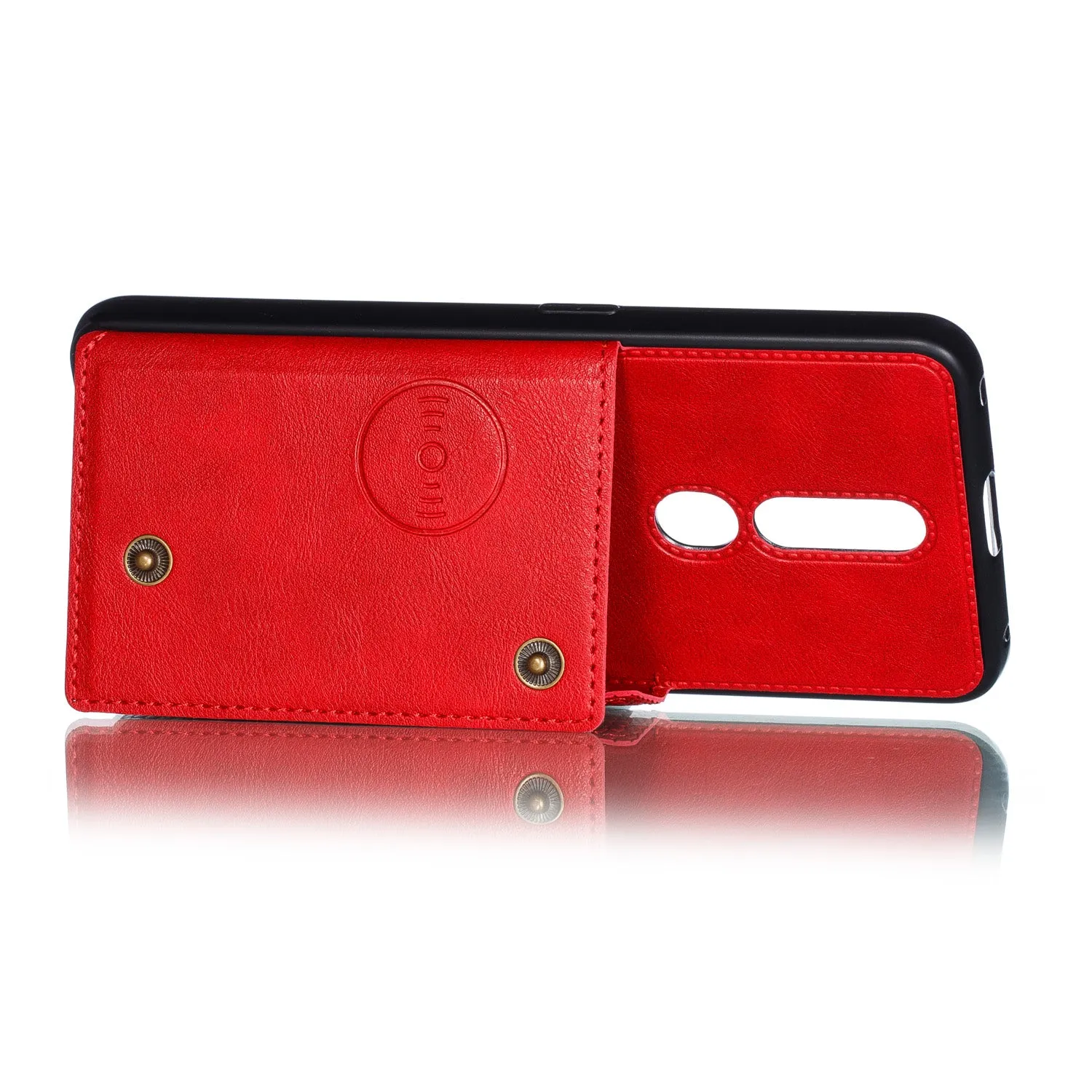 For OPPO F11 pro PU Leather Flip Stand Shockproof Cell Phone Cover Double Buckle Anti-dust Case With Card Slots Pocket red