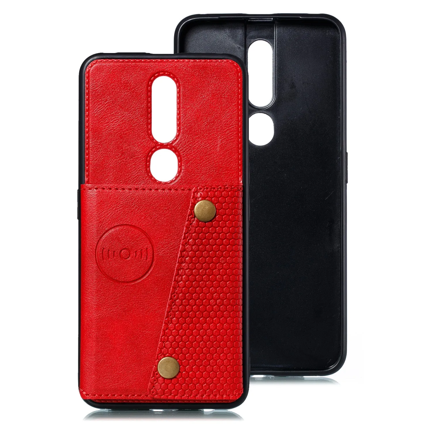 For OPPO F11 pro PU Leather Flip Stand Shockproof Cell Phone Cover Double Buckle Anti-dust Case With Card Slots Pocket red
