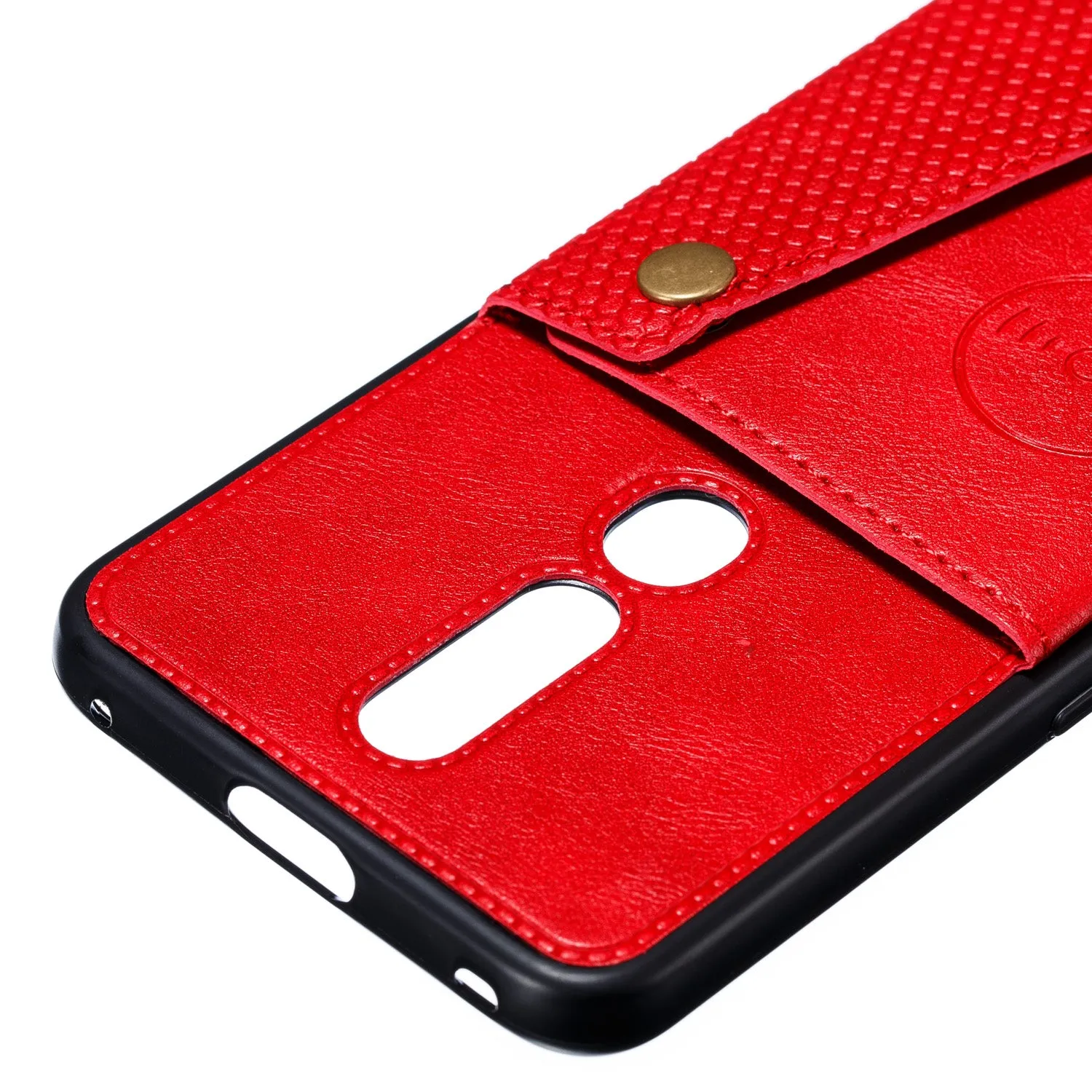 For OPPO F11 pro PU Leather Flip Stand Shockproof Cell Phone Cover Double Buckle Anti-dust Case With Card Slots Pocket red