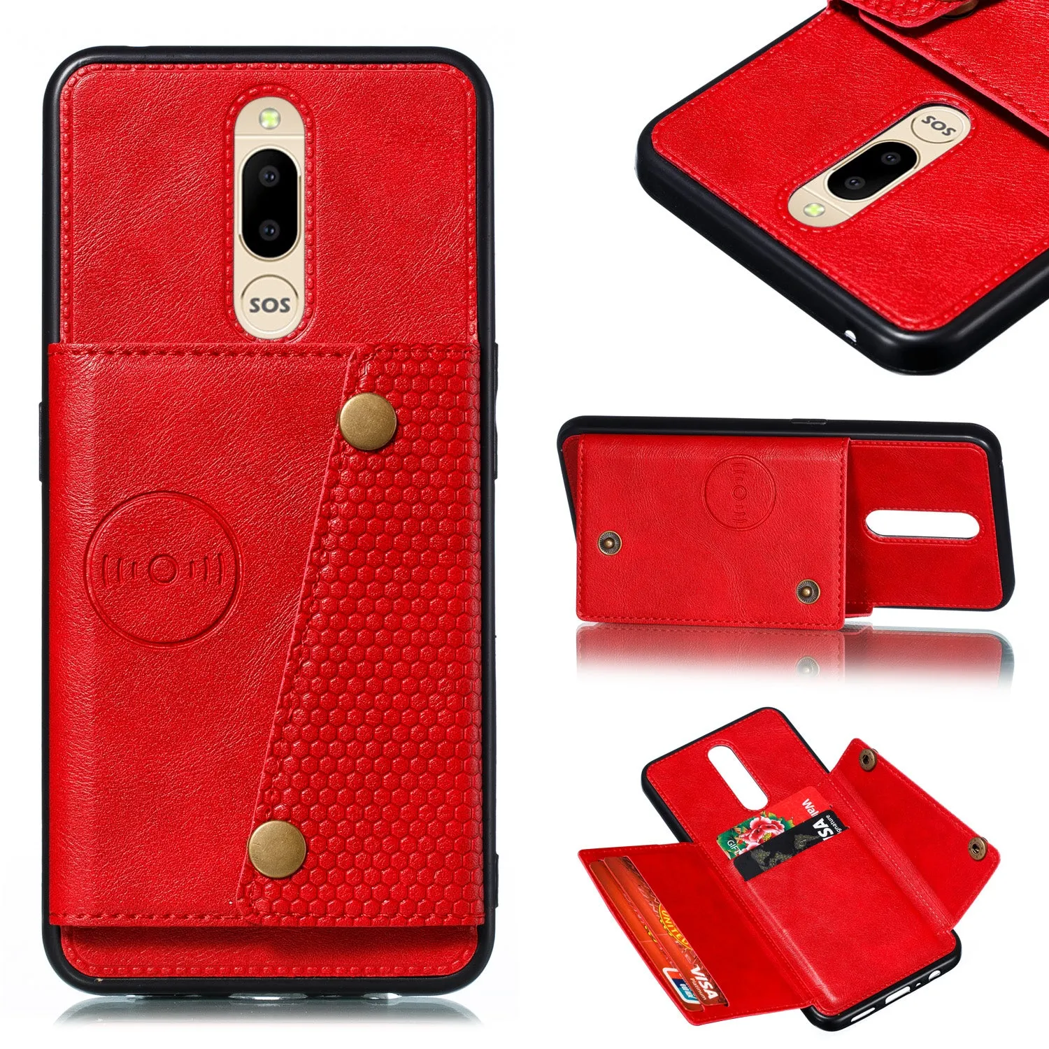 For OPPO F11 PU Leather Flip Stand Shockproof Cell Phone Cover Double Buckle Anti-dust Case With Card Slots Pocket gray