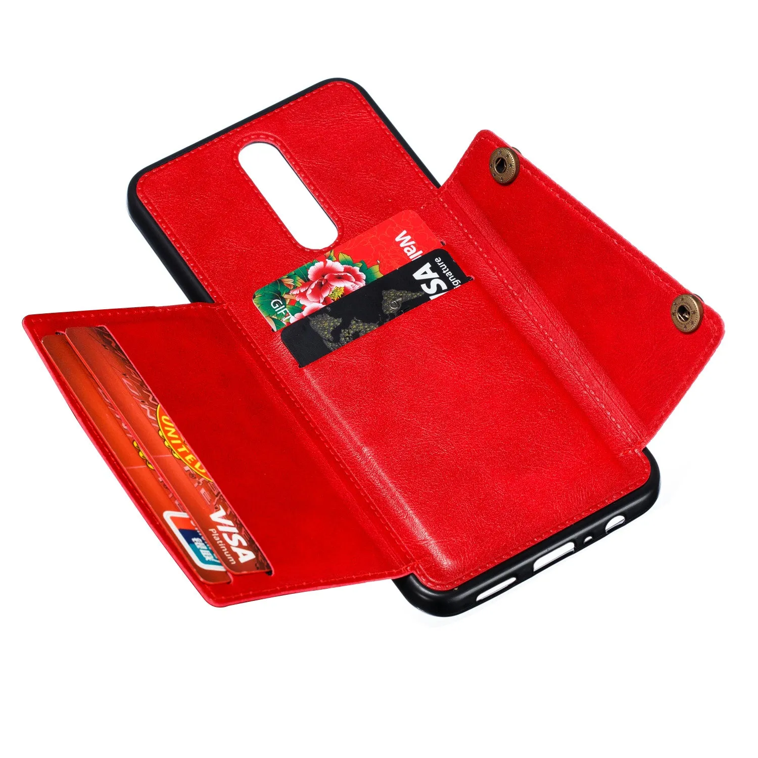 For OPPO F11 PU Leather Flip Stand Shockproof Cell Phone Cover Double Buckle Anti-dust Case With Card Slots Pocket gray