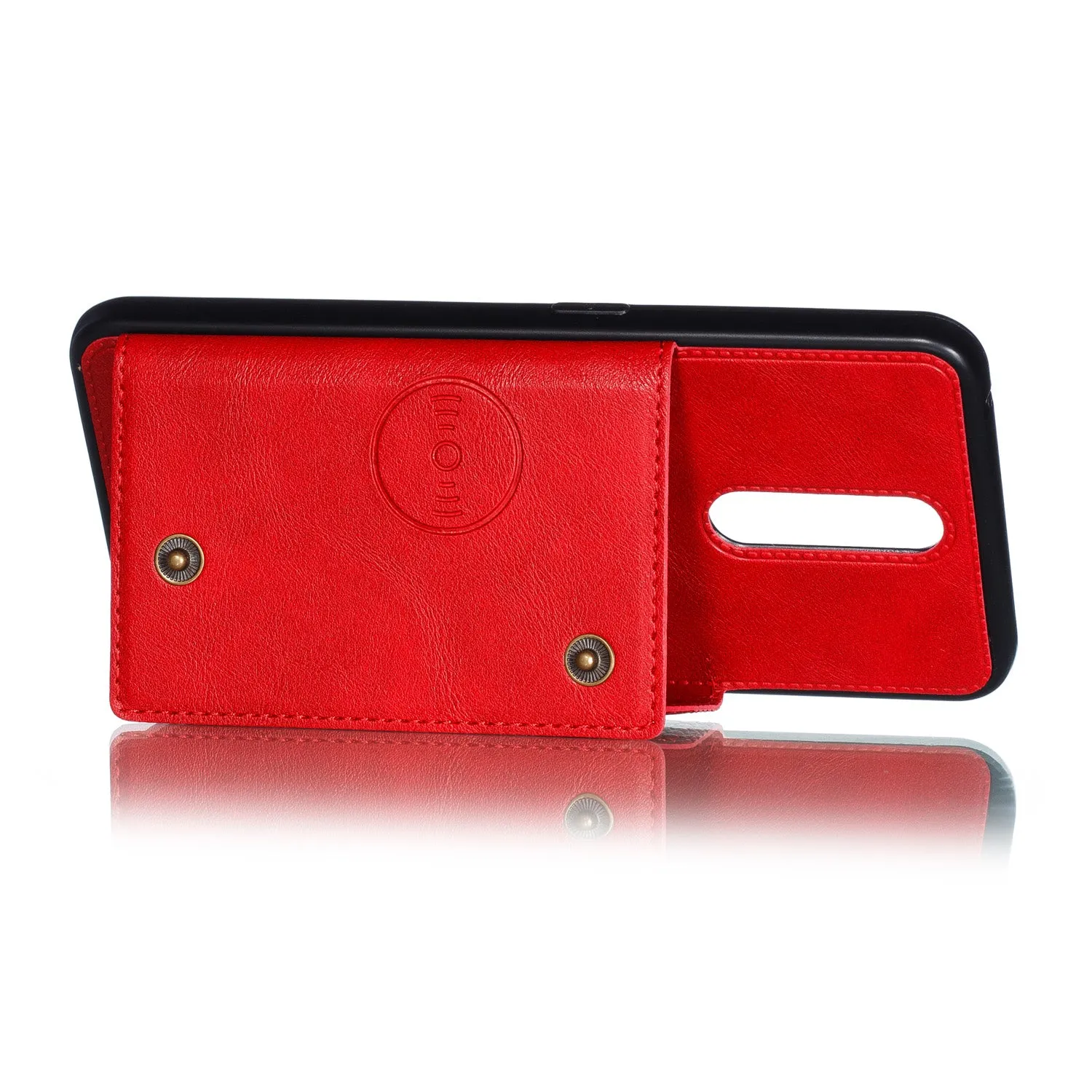 For OPPO F11 PU Leather Flip Stand Shockproof Cell Phone Cover Double Buckle Anti-dust Case With Card Slots Pocket gray