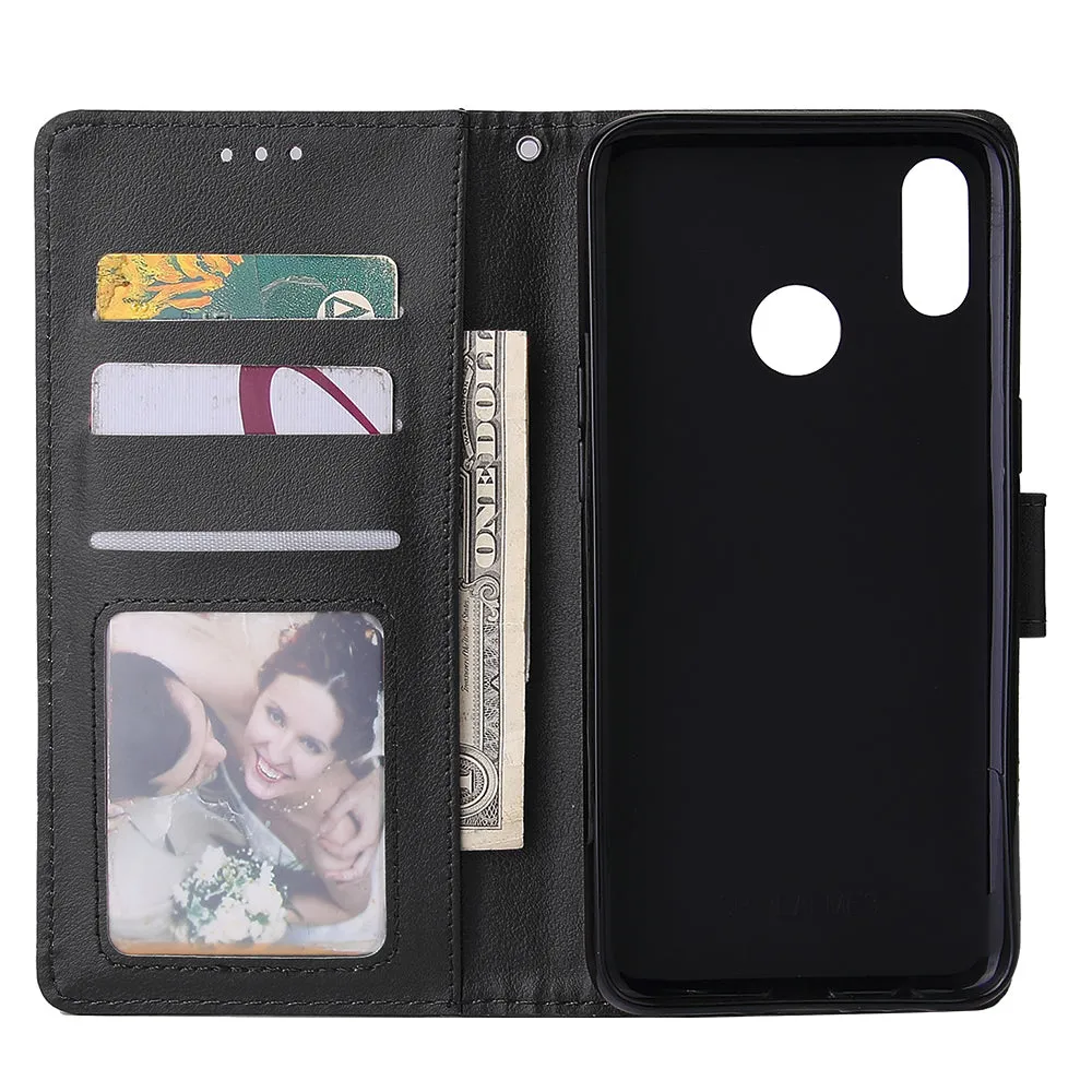 For OPPO Realme 3 pro Flip-type Leather Protective Phone Case with 3 Card Position Buckle Design Phone Cover  black