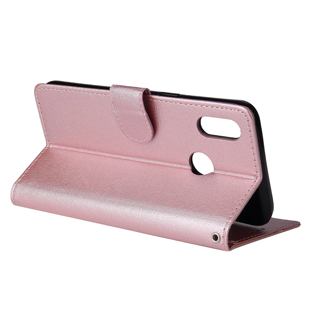 For OPPO Realme 3 pro Flip-type Leather Protective Phone Case with 3 Card Position Buckle Design Phone Cover  Gold