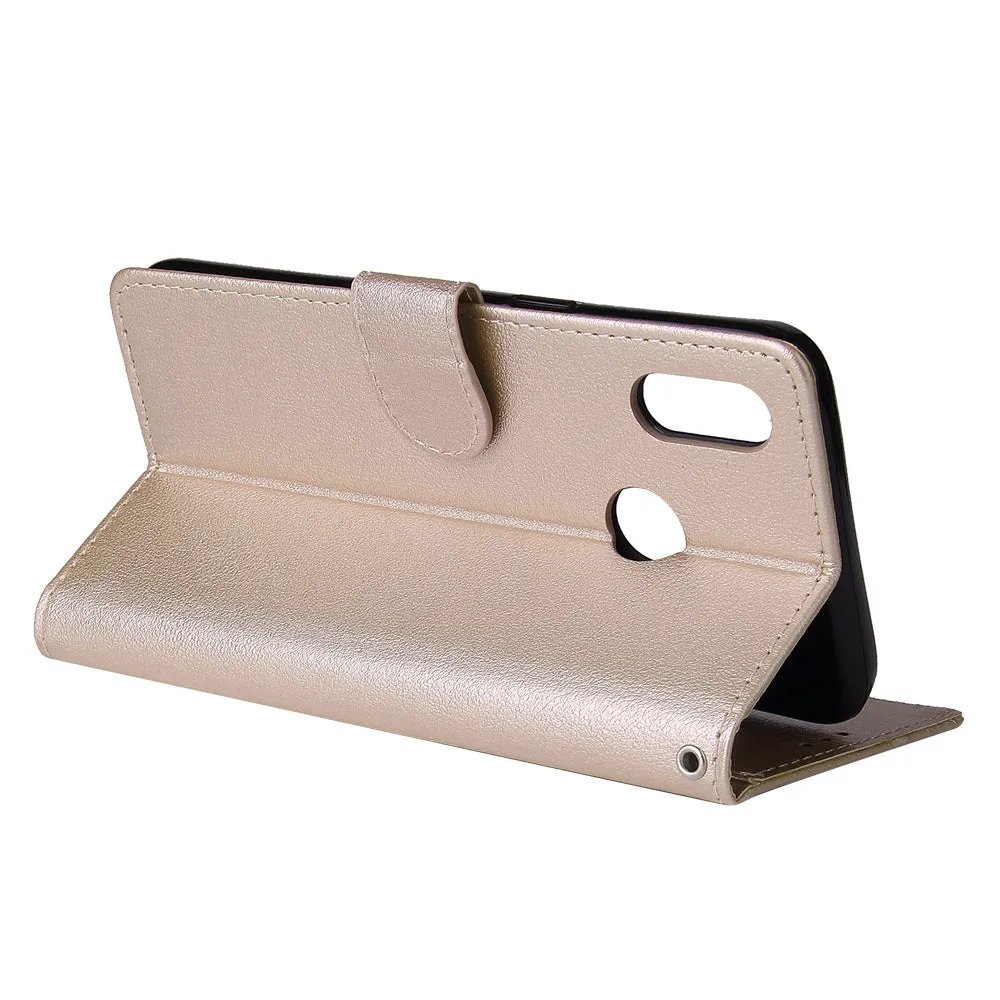 For OPPO Realme 3 pro Flip-type Leather Protective Phone Case with 3 Card Position Buckle Design Phone Cover  Gold