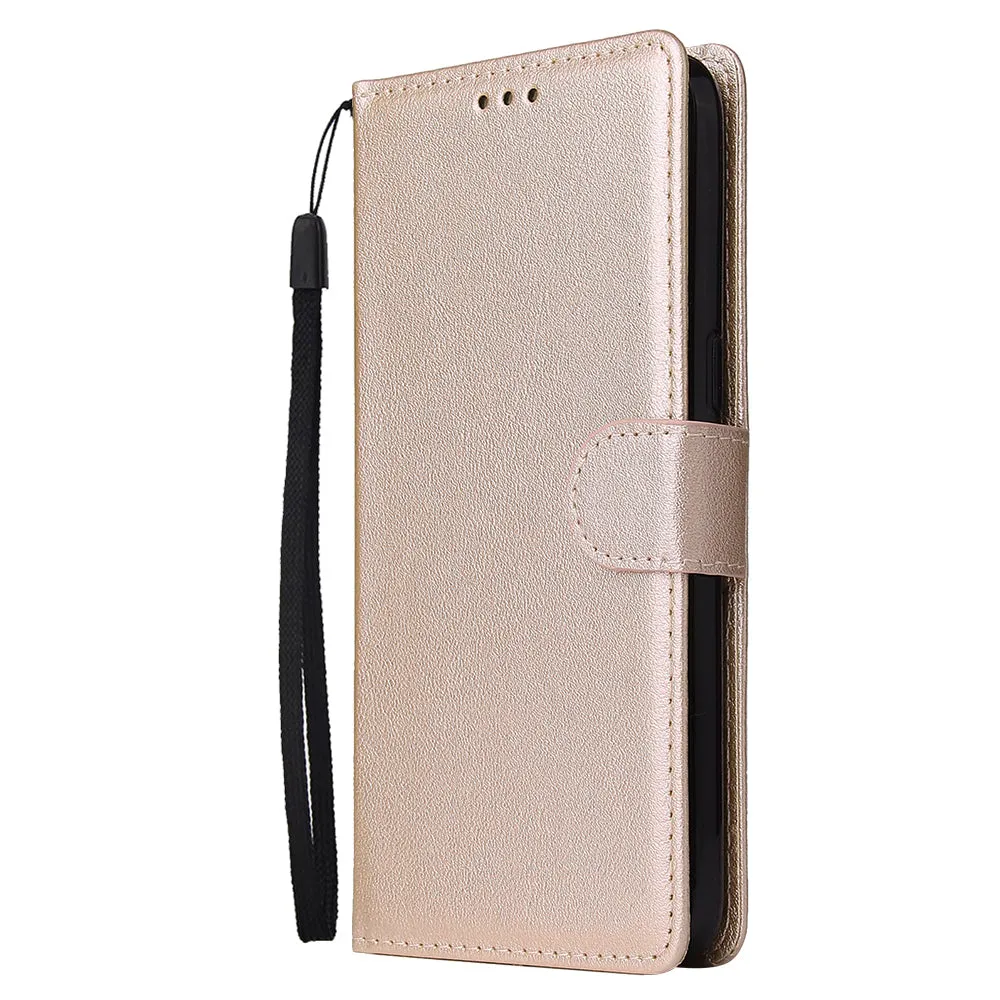 For OPPO Realme 3 pro Flip-type Leather Protective Phone Case with 3 Card Position Buckle Design Phone Cover  Gold