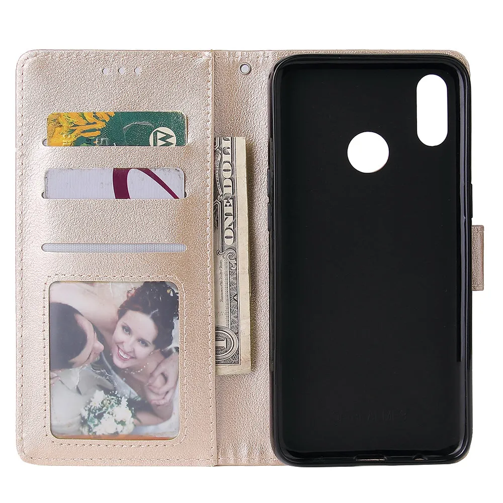 For OPPO Realme 3 pro Flip-type Leather Protective Phone Case with 3 Card Position Buckle Design Phone Cover  Gold