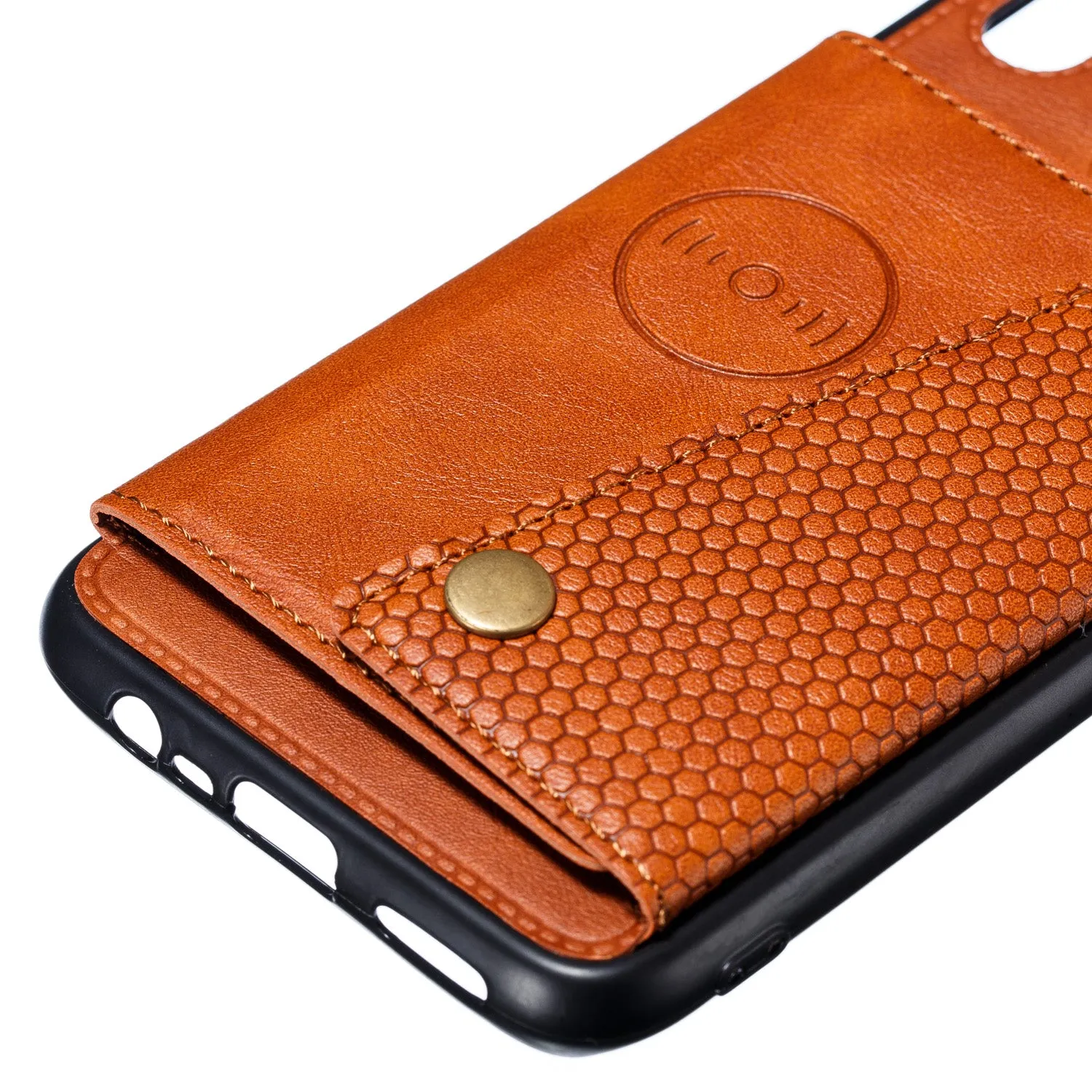 For OPPO Realme 3 PU Leather Flip Stand Shockproof Cell Phone Cover Double Buckle Anti-dust Case With Card Slots Pocket Light Brown