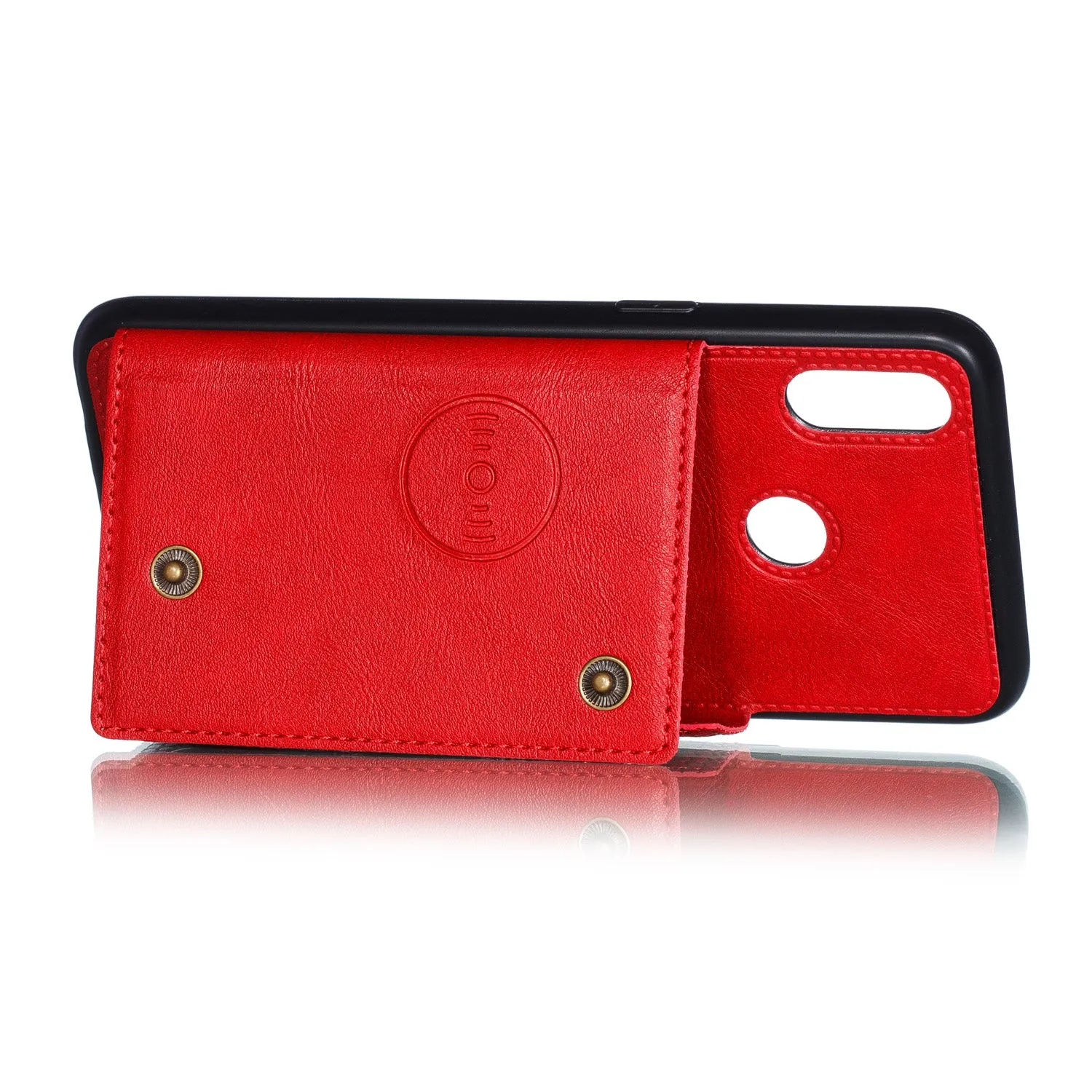 For OPPO Realme 3 PU Leather Flip Stand Shockproof Cell Phone Cover Double Buckle Anti-dust Case With Card Slots Pocket Light Brown
