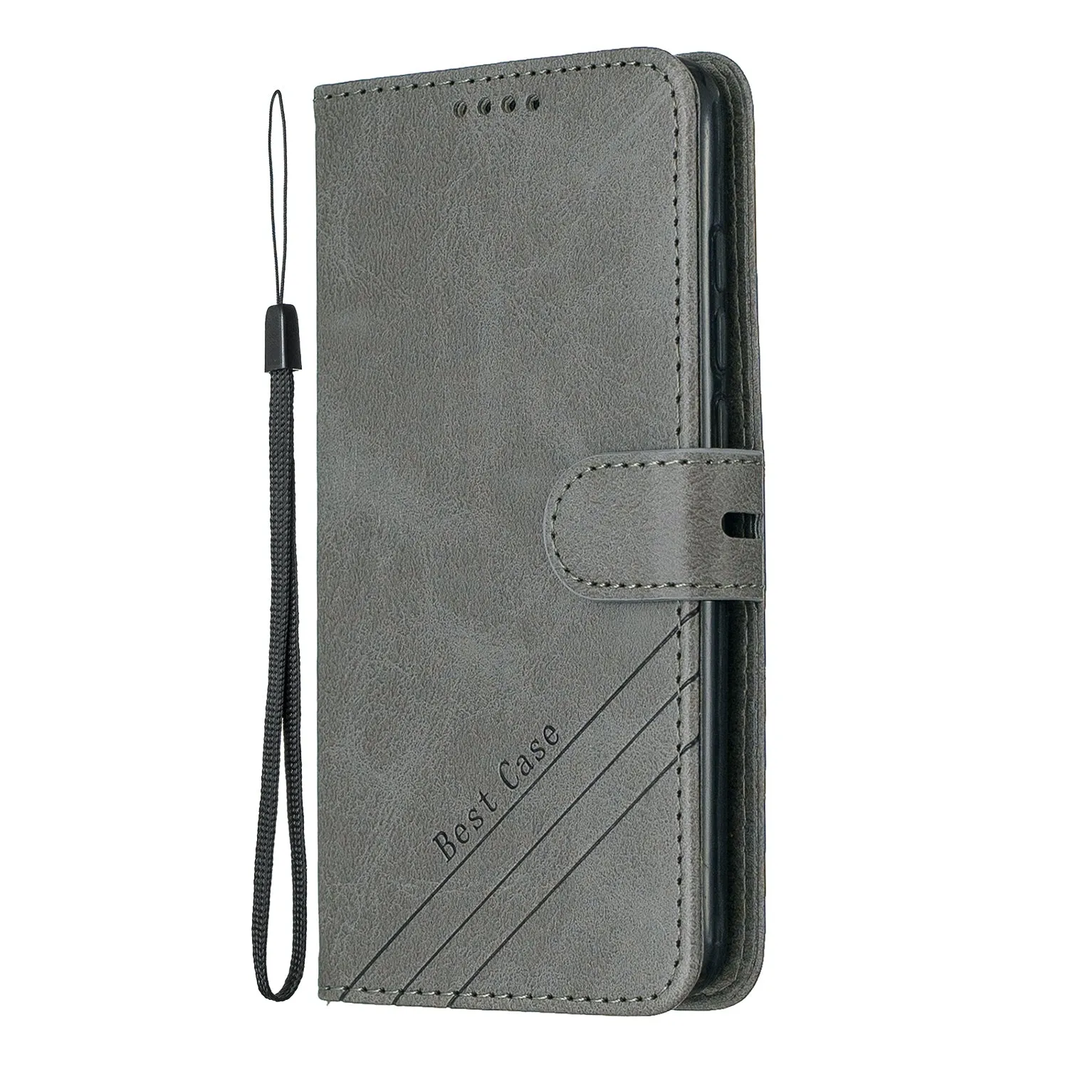 For Redmi 7A Denim Pattern Solid Color Flip Wallet PU Leather Protective Phone Case with Buckle & Bracket red