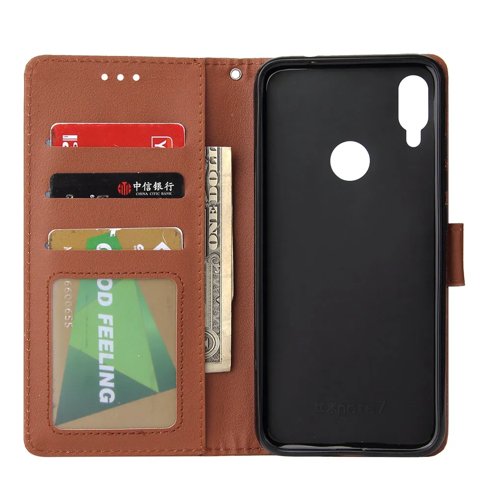 For Redmi note 7/Redmi note 7pro Flip-type Leather Protective Phone Case with 3 Card Position Buckle Design Phone Cover  Gold