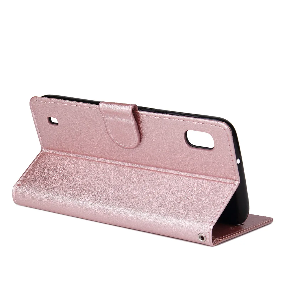 For Samsung A10 Flip-type Leather Protective Phone Case with 3 Card Position Buckle Design Phone Cover  Gold