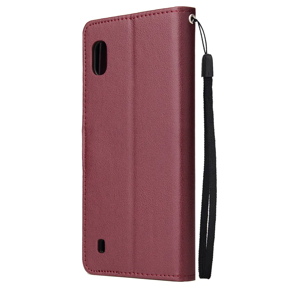 For Samsung A10 Flip-type Leather Protective Phone Case with 3 Card Position Buckle Design Phone Cover  Gold
