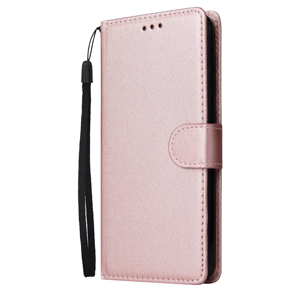 For Samsung A10 Flip-type Leather Protective Phone Case with 3 Card Position Buckle Design Phone Cover  Gold