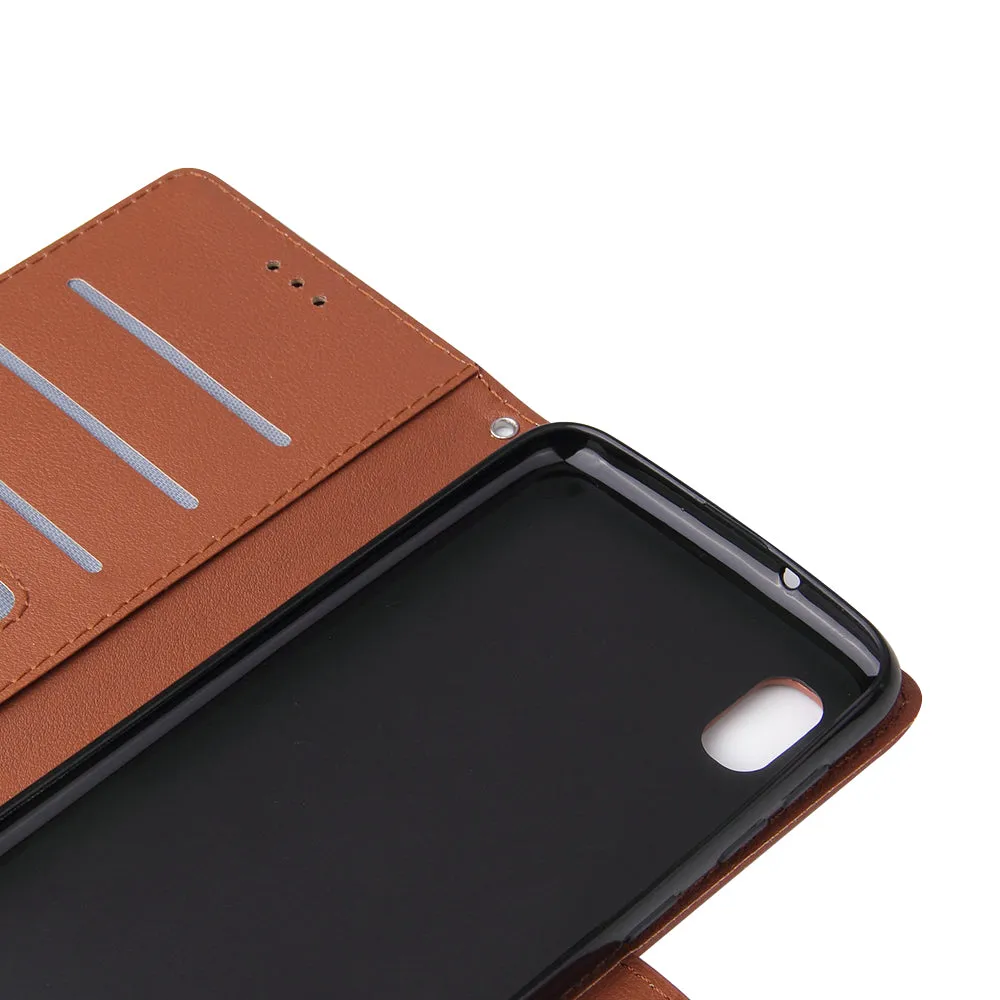 For Samsung A10 Flip-type Leather Protective Phone Case with 3 Card Position Buckle Design Phone Cover  red