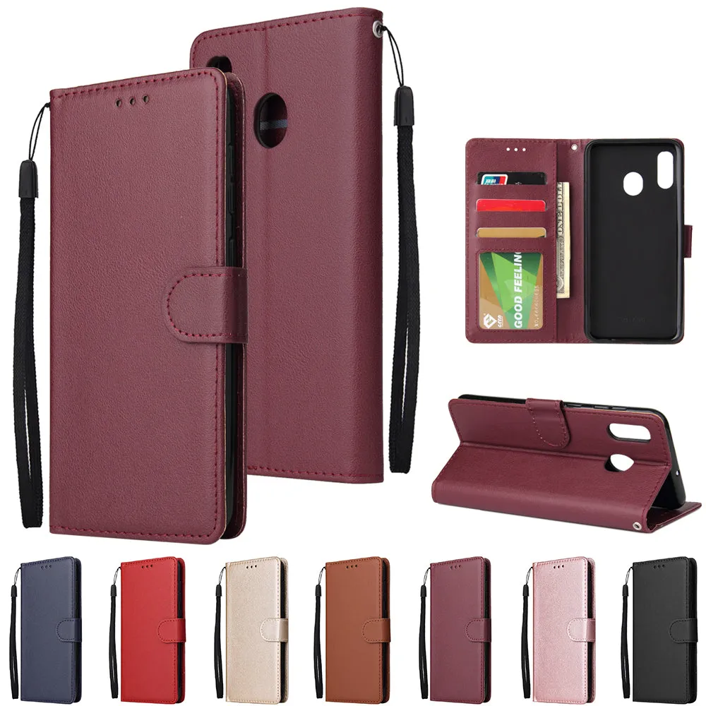 For Samsung A30/A20 Flip-type Leather Protective Phone Case with 3 Card Position Buckle Design Phone Cover  blue