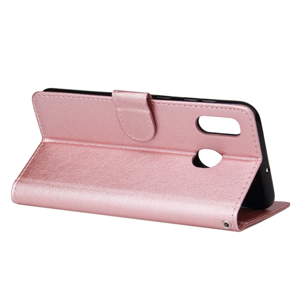 For Samsung A30/A20 Flip-type Leather Protective Phone Case with 3 Card Position Buckle Design Phone Cover  Red wine