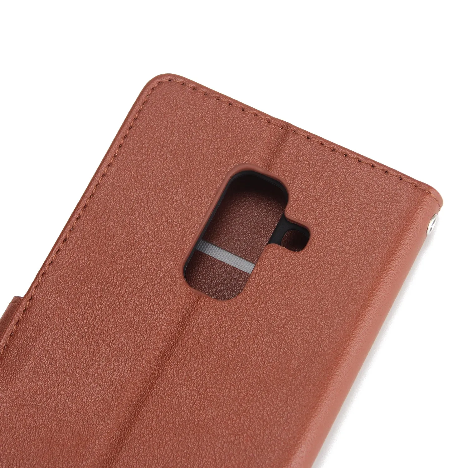 For Samsung A6 PLUS 2018 Flip-type Leather Protective Phone Case with 3 Card Position wine red
