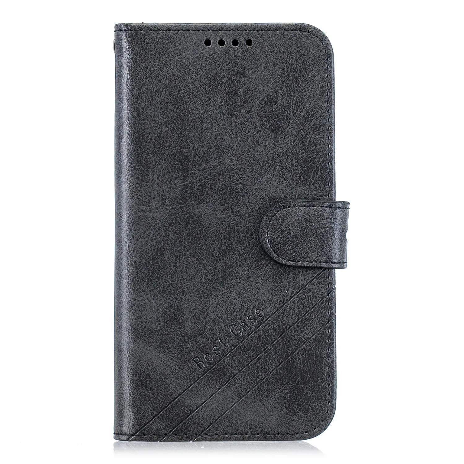 For Samsung A7 2018 Denim Pattern Solid Color Flip Wallet PU Leather Protective Phone Case with Buckle & Bracket black