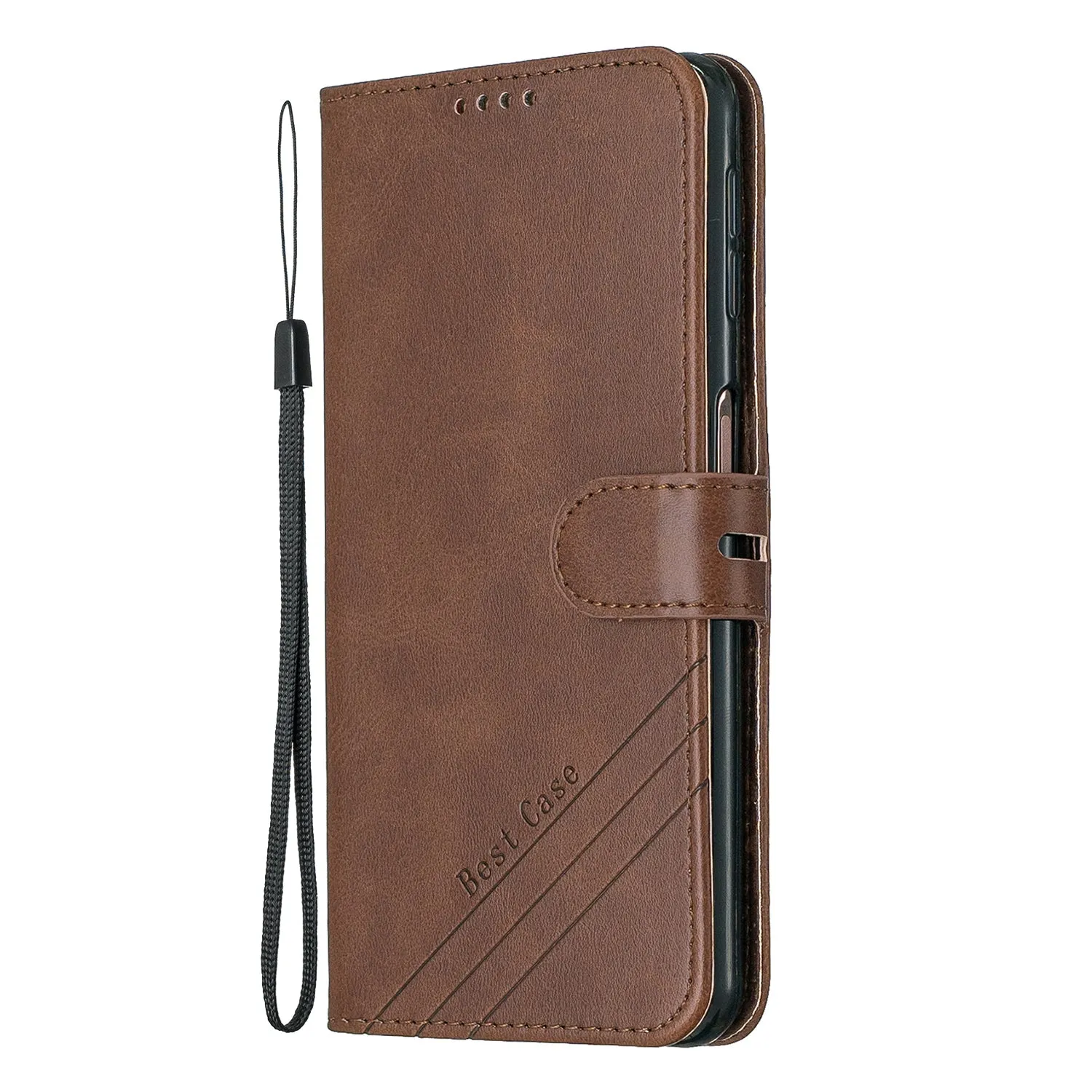 For Samsung A7 2018 Denim Pattern Solid Color Flip Wallet PU Leather Protective Phone Case with Buckle & Bracket black
