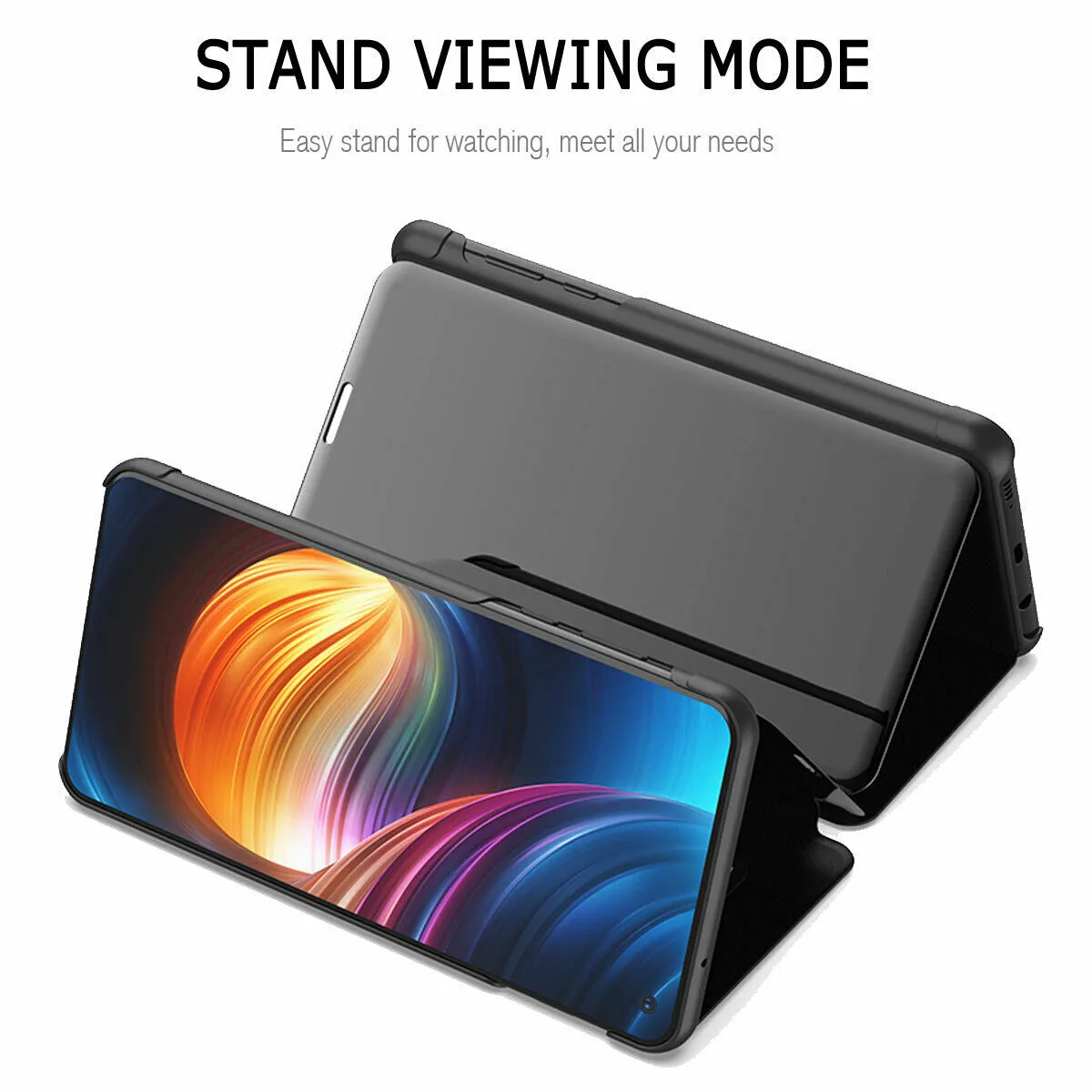 For Samsung Galaxy S10/S10 Plus/S10E Smart Leather Flip Mirror 360 Phone Case Cover Violet blue