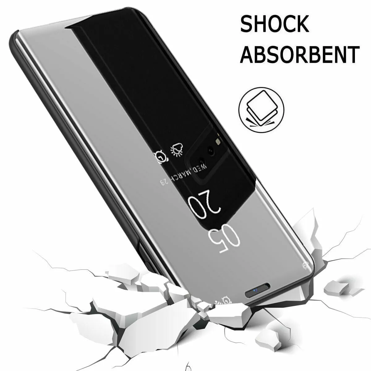 For Samsung Galaxy S10/S10 Plus/S10E Smart Leather Flip Mirror 360 Phone Case Cover Violet blue