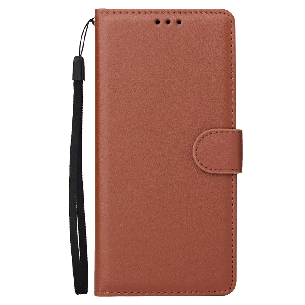 For Samsung J4 plus Flip-type Leather Protective Phone Case with 3 Card Position Buckle Design Phone Cover  brown
