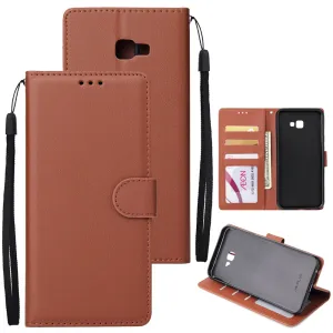 For Samsung J4 plus Flip-type Leather Protective Phone Case with 3 Card Position Buckle Design Phone Cover  brown