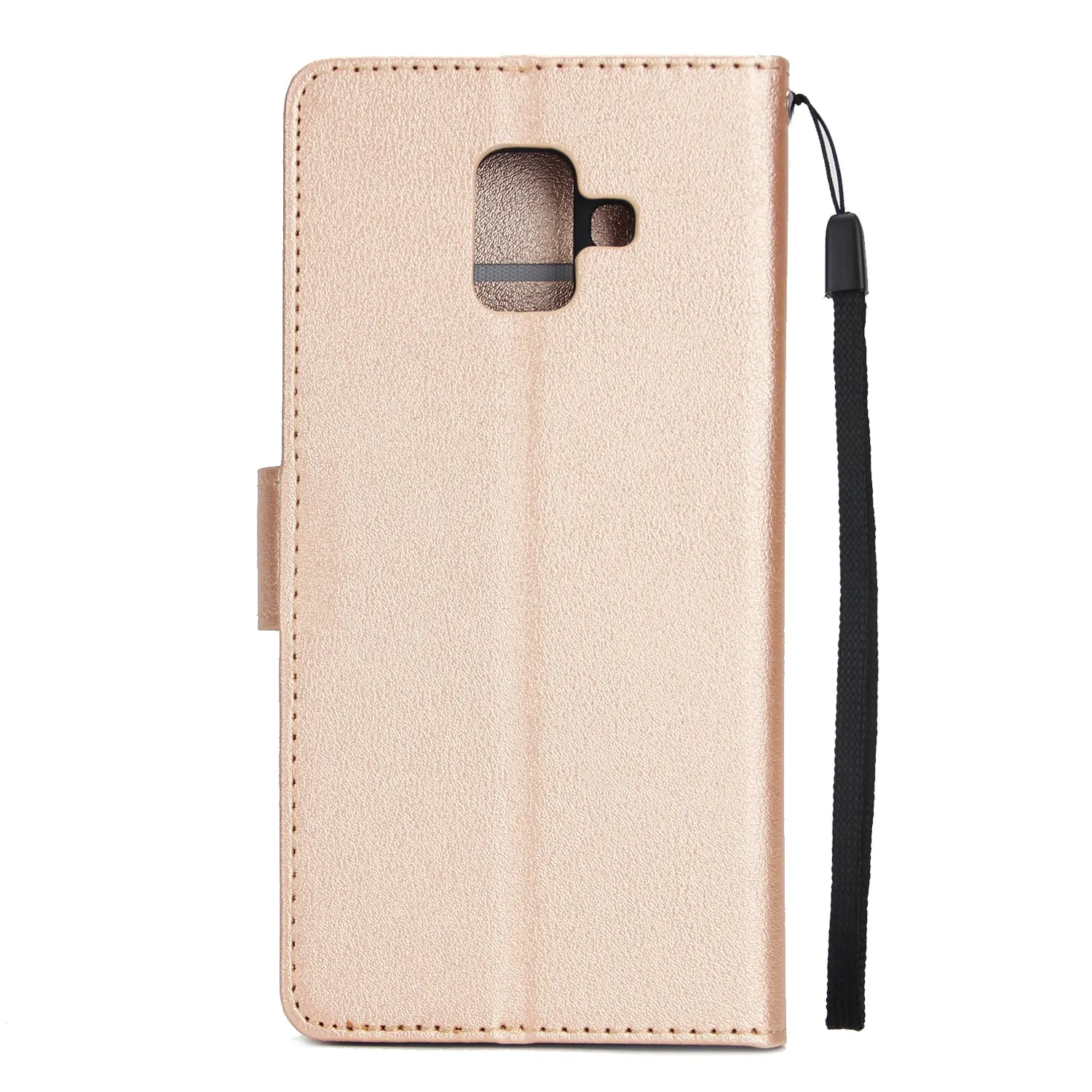For Samsung J6 plus Flip-type Leather Protective Phone Case with 3 Card Position Buckle Design Phone Cover  Gold