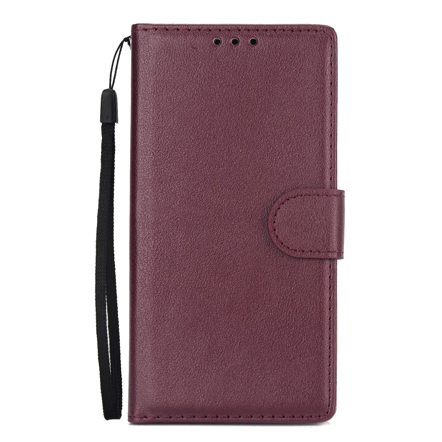 For Samsung J6 plus Flip-type Leather Protective Phone Case with 3 Card Position Buckle Design Phone Cover  Red wine