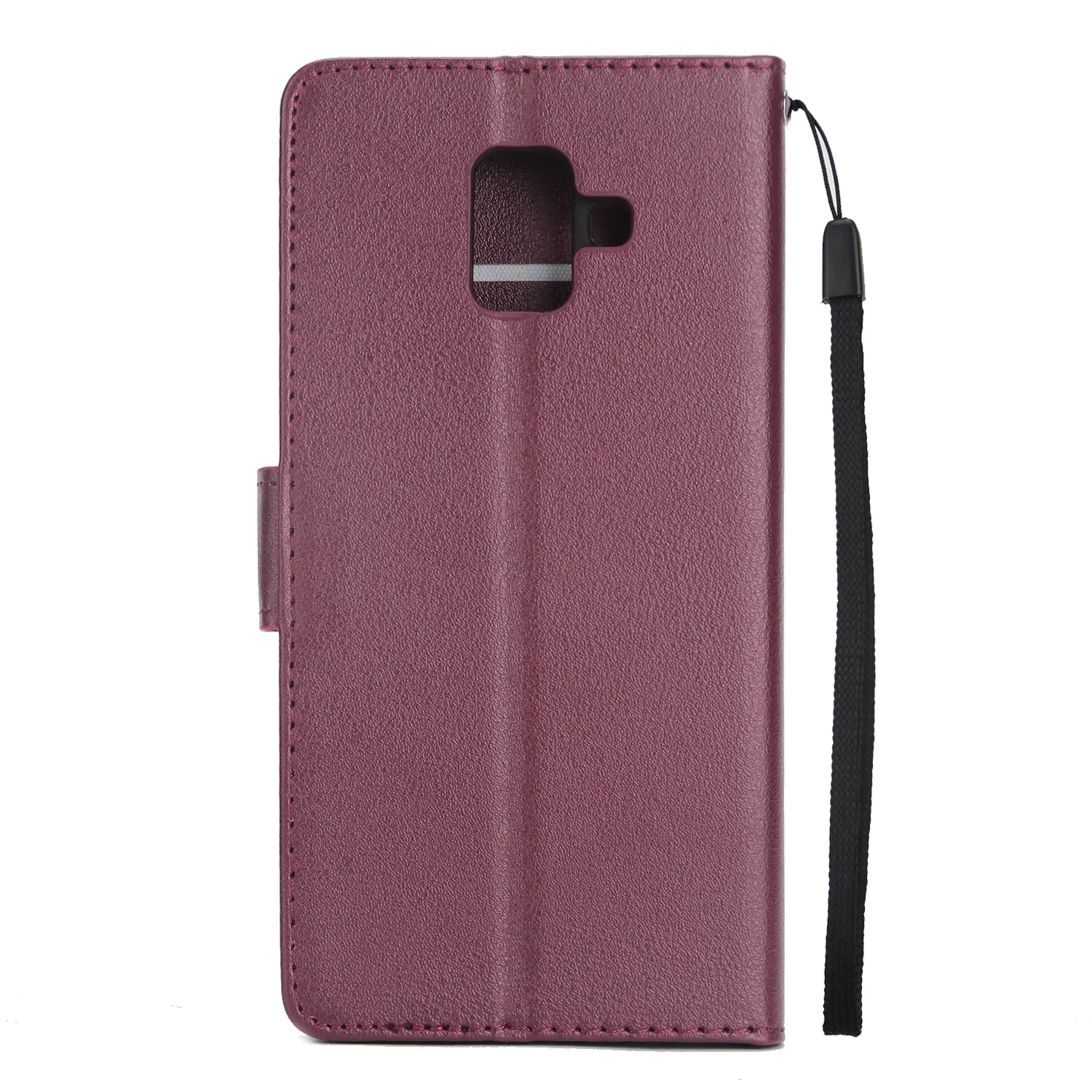 For Samsung J6 plus Flip-type Leather Protective Phone Case with 3 Card Position Buckle Design Phone Cover  Red wine