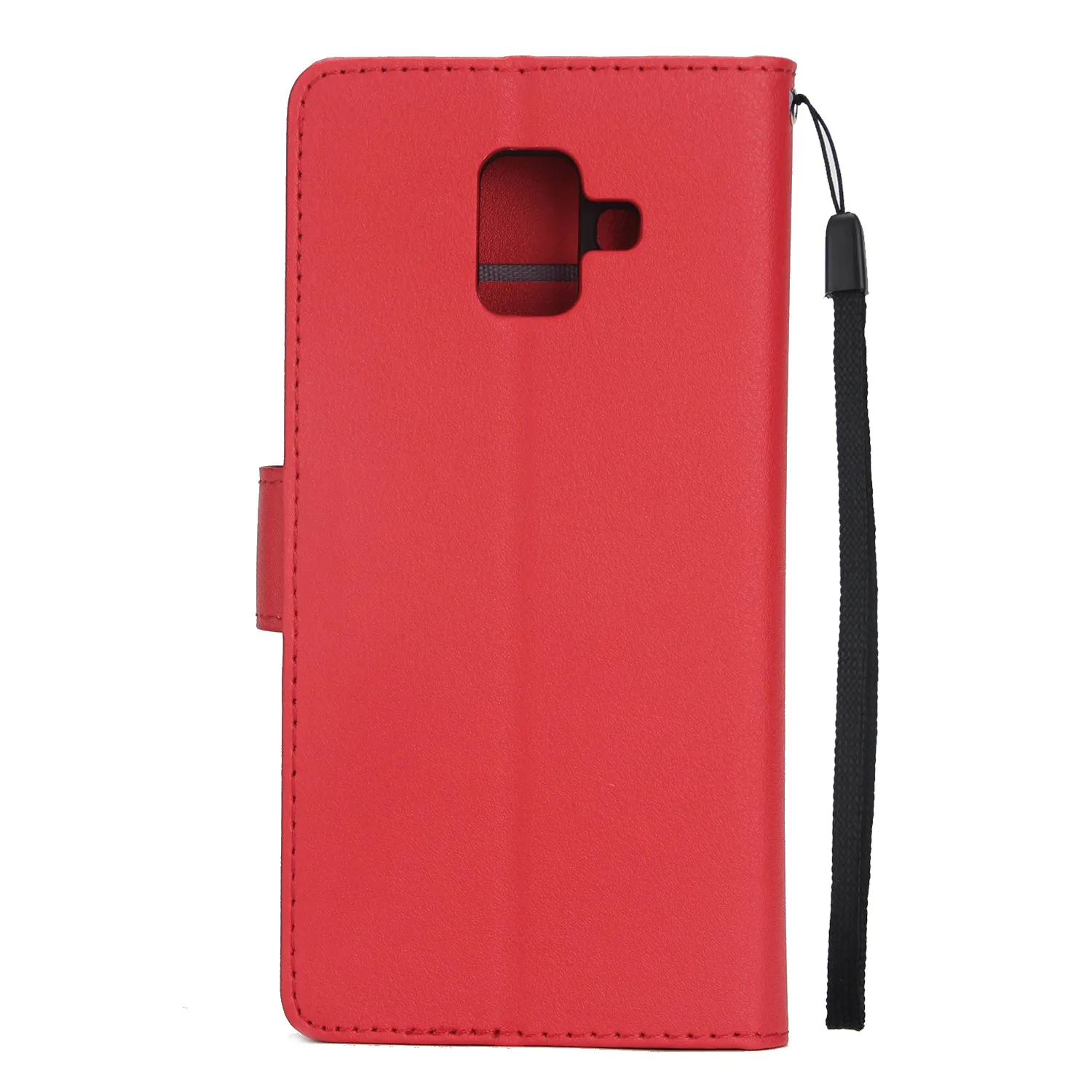 For Samsung J6 plus Flip-type Leather Protective Phone Case with 3 Card Position Buckle Design Phone Cover  red