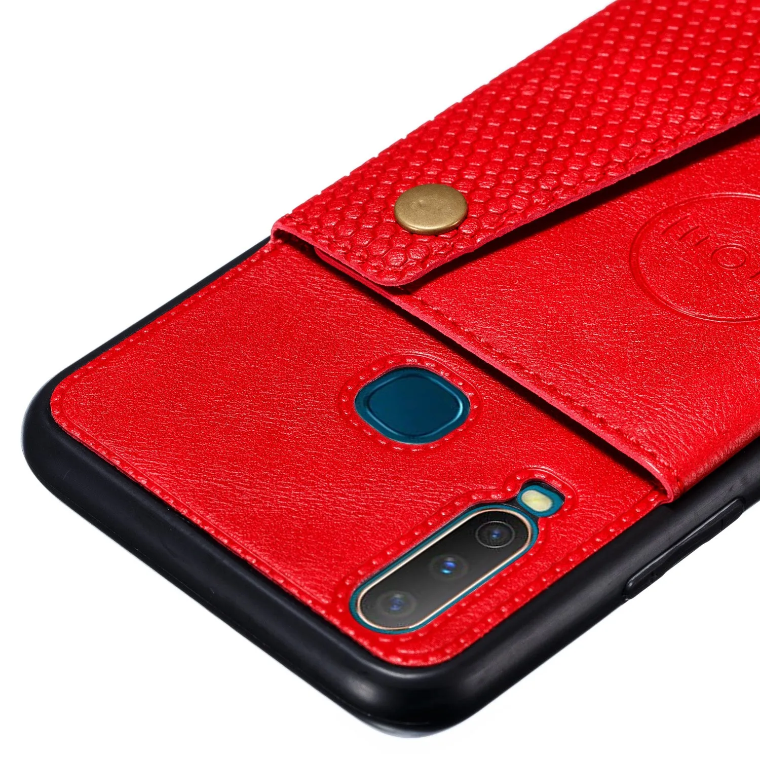 For VIVO Y17 Shockproof Double Buckle Wallet Case Cell Phone Case PU Leather Flip Stand Phone Cover With Card Slots red