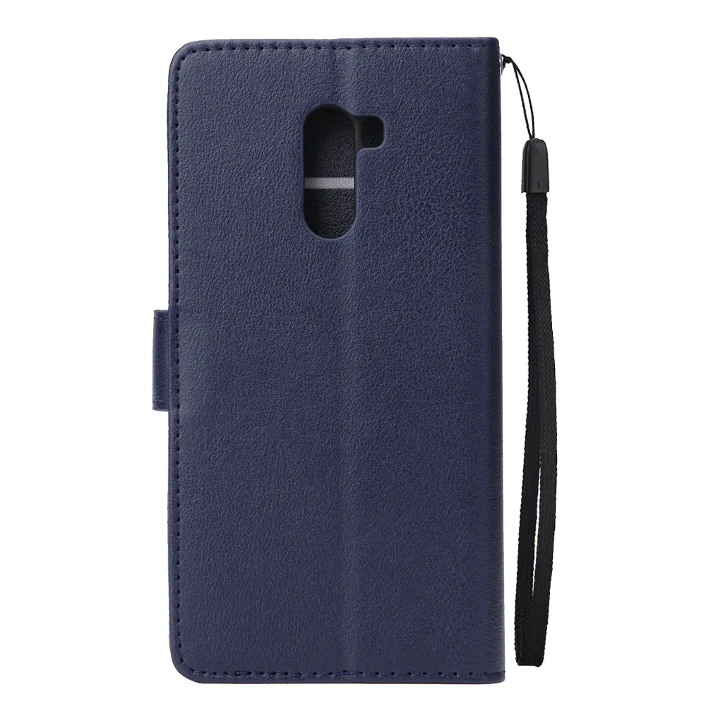 For Xiaomi Pocophone F1 Flip-type Leather Protective Phone Case with 3 Card Position Buckle Design Phone Cover  blue