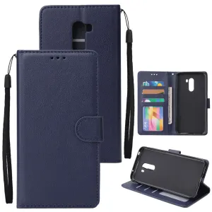 For Xiaomi Pocophone F1 Flip-type Leather Protective Phone Case with 3 Card Position Buckle Design Phone Cover  blue
