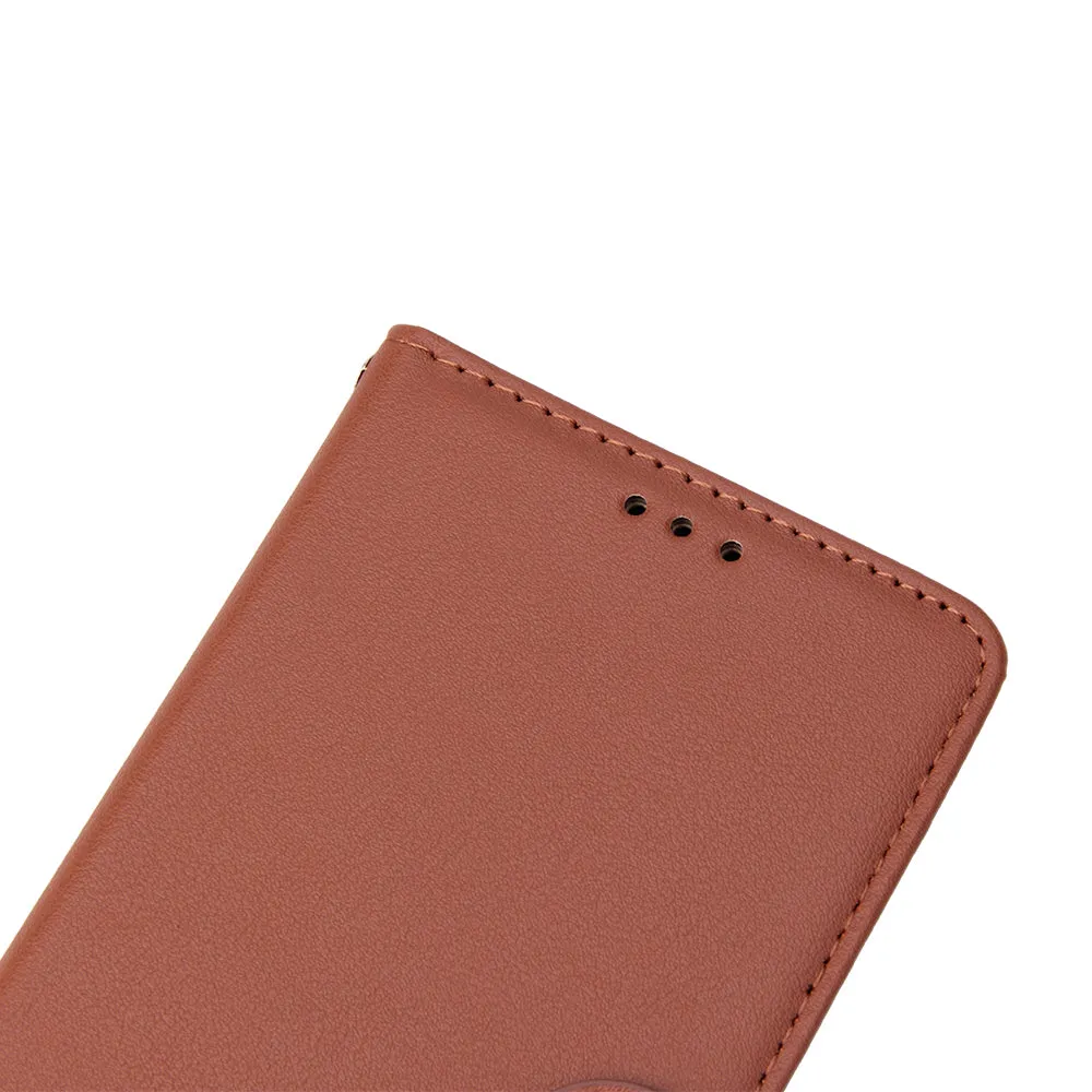 For Xiaomi Pocophone F1 Flip-type Leather Protective Phone Case with 3 Card Position Buckle Design Phone Cover  brown