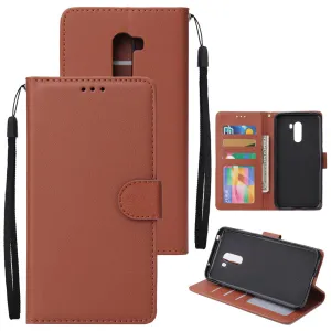 For Xiaomi Pocophone F1 Flip-type Leather Protective Phone Case with 3 Card Position Buckle Design Phone Cover  brown