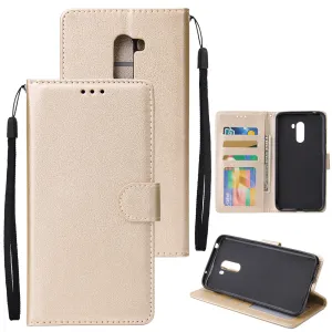 For Xiaomi Pocophone F1 Flip-type Leather Protective Phone Case with 3 Card Position Buckle Design Phone Cover  Gold