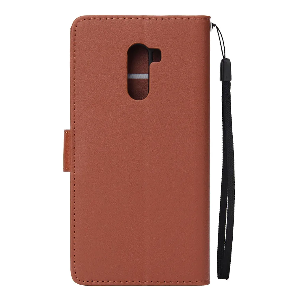 For Xiaomi Pocophone F1 Flip-type Leather Protective Phone Case with 3 Card Position Buckle Design Phone Cover  Red wine