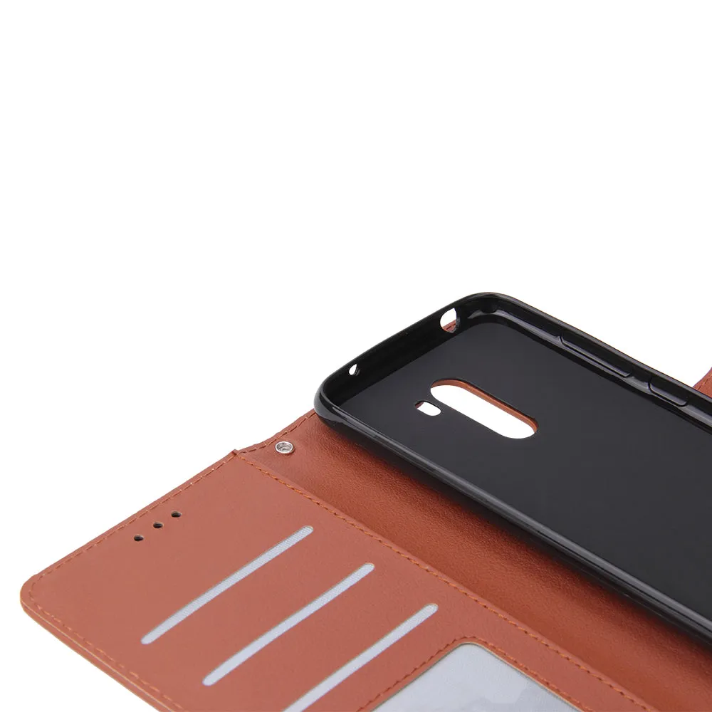 For Xiaomi Pocophone F1 Flip-type Leather Protective Phone Case with 3 Card Position Buckle Design Phone Cover  Red wine