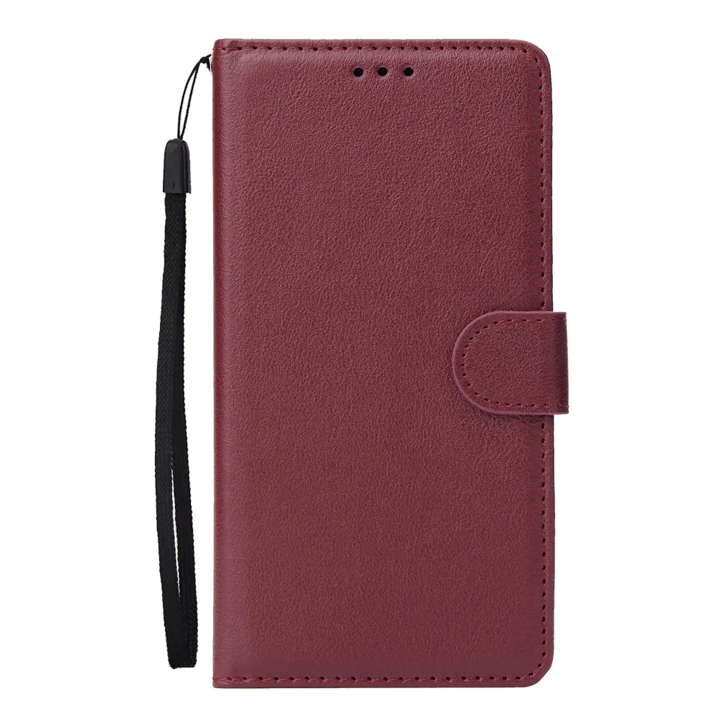 For Xiaomi Pocophone F1 Flip-type Leather Protective Phone Case with 3 Card Position Buckle Design Phone Cover  Red wine